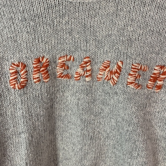 Madewell gray alpaca blend red white DREAMER knit crewneck sweater size xs - Picture 2 of 8